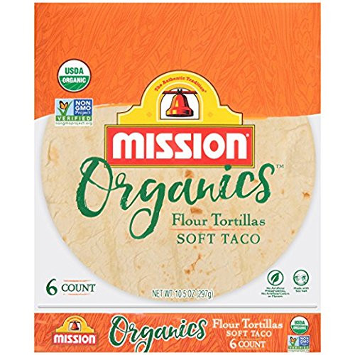 Mission Foods Organic Flour Soft Taco Tortillas Kosher Certified by CRC Non-GMO Project Certified Organic