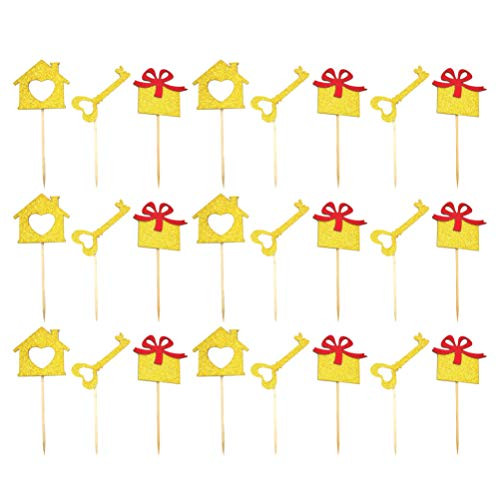 Happyyami 24pcs Sweet Home Cupcake Toppers Glitter Home Cupcake Toppers New House Housewarming Cupcake Toppers Welcome New Home Party Decorations