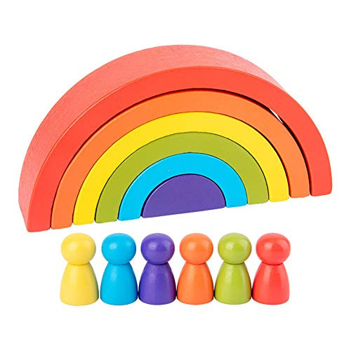 SEADEAR Rainbow Wooden Toys  Arch Bridge Building Blocks  Wooden Building Blocks Preschool Stacking Educational Toys Educational Puzzle for Children
