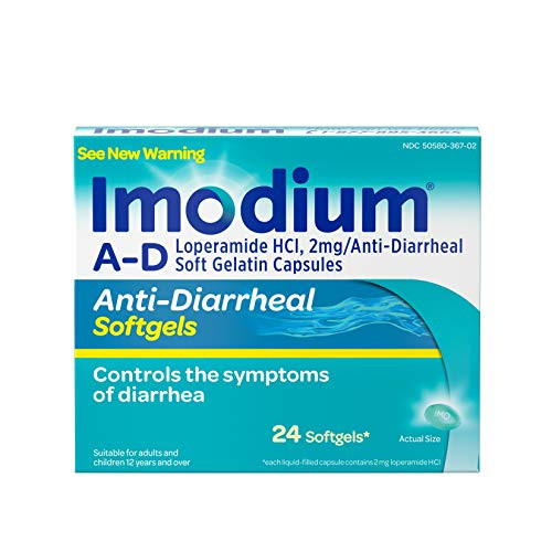 Imodium A-D Anti-Diarrheal Medicine Softgels  2 mg Loperamide Hydrochloride  24 ct.