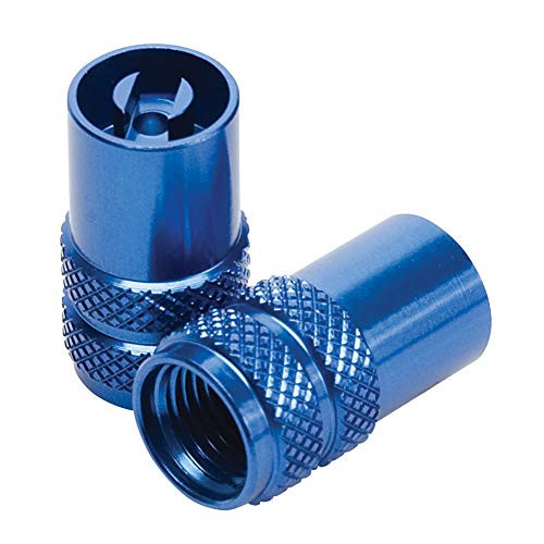 Tusk Billet Aluminum Valve Stem Caps w Core Remover Blue