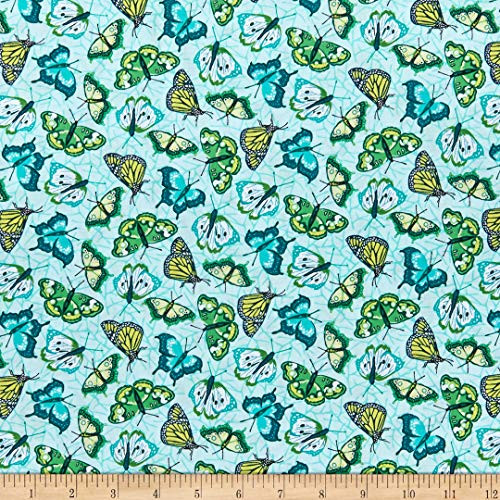 Benartex Under the Sun Butterflies Mint Quilt Fabric By The Yard