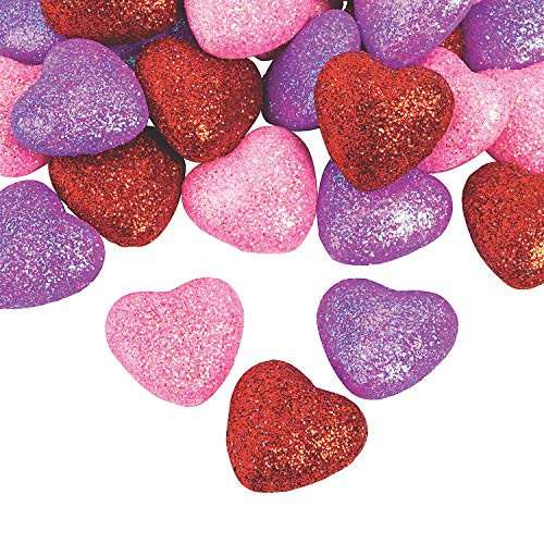 Glitter Valentine Foam Hearts  48Pc  - Crafts for Kids and Fun Home Activities