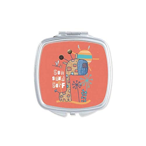 Giraffe Cartoon Animal Sunshine Red Mirror Portable Compact Pocket Makeup Double Sided Glass