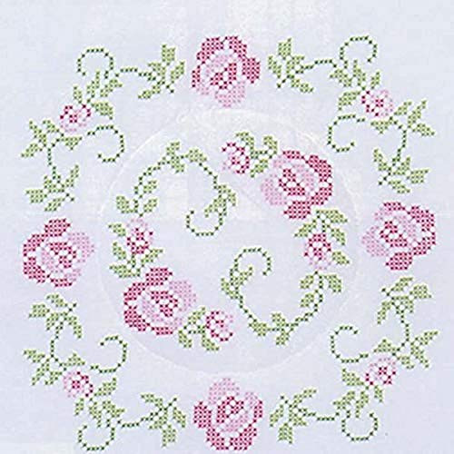 Jack Dempsey Stamped White Quilt Blocks 18 inchX18 inch 6 Pkg-XX Circle of Roses