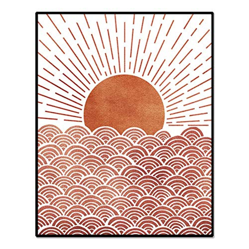 Waves and Sun Art Print  Minimalist Art  Waves Art  Boho Wall Art  Rising Sun Art  Abstract Decor  8x10 Inch Unframed