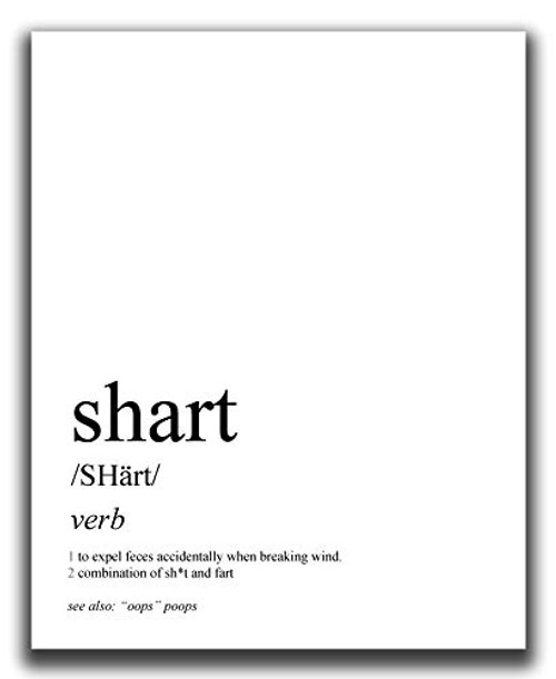 Funny Bathroom Wall Decor - 8x10 inch UNFRAMED Print - Shart Definition Funny Black And White Typography Wall Art - Bathroom Sign