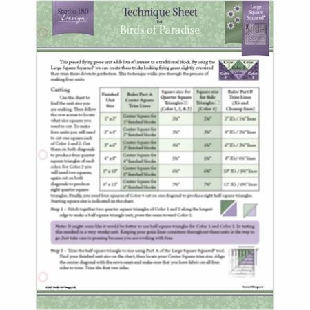 Studio 180 Design Technique Sheet - for Birds of Paradise Quilt Blocks
