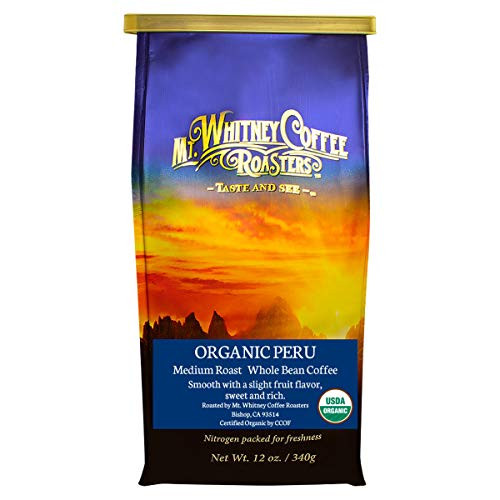 Mt. Whitney Organic Shade Grown Coffee from Peru  Whole Bean  12 Oz