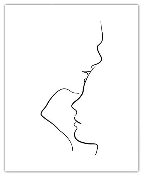 Minimalist Forehead Kiss Line Art Wall Print  8x10 Unframed Poster For Home  Office  and  Bedroom Decor - Great Gift Idea Under 15 Minimalist Forehead Kiss Line Art Wall Print  8x10 Unframed Poster For Home  Office  and  Bedroom Decor - Great Gift Idea Under 15