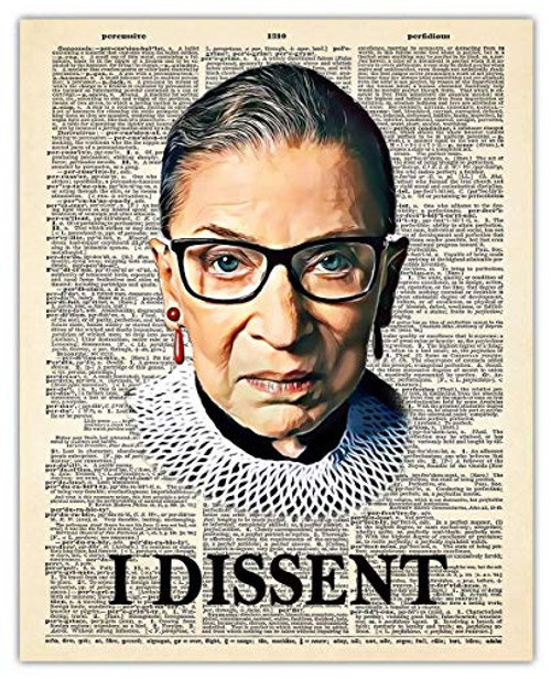Inspirational Wall Art  Ruth Bader Ginsburg Quote  I Dissent Motivational Wall Art Posters - 8x10 Unframed  Positive Quotes Print  a Unique Gift Idea for Home and Office Wall Decor
