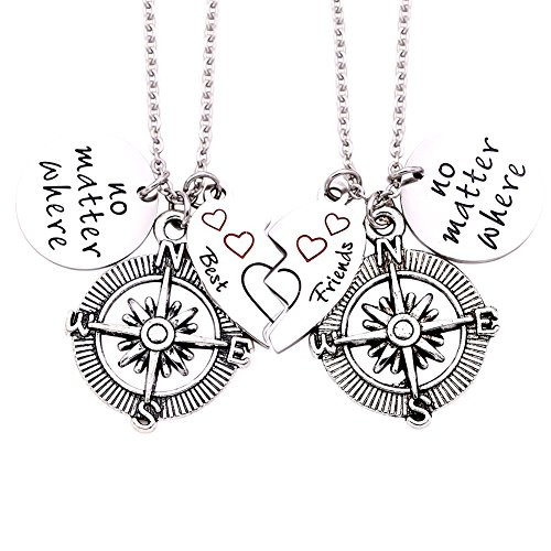 O.RIYA Best Friends No Matter Where Compass Necklaces Bracelet Set Heart Best Friend Necklaces 2 Piece for Teens Half Broken Heart Necklace Bracelet Two Piece Double Necklace BraceletSet O.RIYA Best Friends No Matter Where Compass Necklaces Bracelet Set Heart Best Friend Necklaces 2 Piece for Teens Half Broken Heart Necklace Bracelet Two Piece Double Necklace BraceletSet