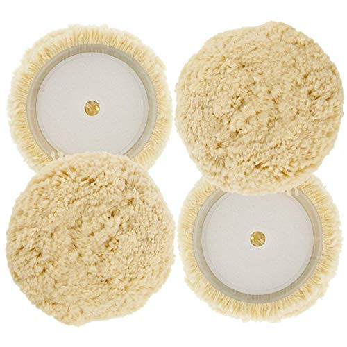 TCP Global 6 inch 100 percent Wool Hook  and  Loop Grip Buffing Pad for Compound Cutting  and  Polishing  Pack of 2