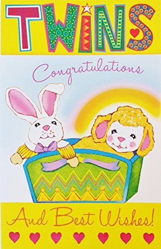 TWINS - Congratulations and Best Wishes Baby Birth Greeting Card - inchDouble the Love and Double the Joy! inch