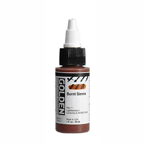 Golden High Flow Arcylic Paint  1 Ounce  Burnt Sienna