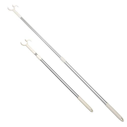 Long Pole with Hook 45 inch Retractable Closet Pole Hook Long Reach Sticks Pole Telescoping Shepherds Hook Blinds Stick Extended Reach Utility Hook