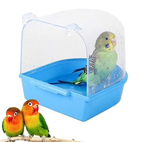 kathson Parrot Bath Box Bird Cage Accessory Supplies Bathing Tub Bath for Pet Brids Canary Budgies Parrot  Random Color