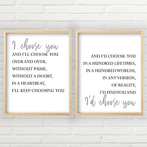 I Choose You Sign  2 Unframed Prints - Multiple Sizes  I Choose You Wall Art  Set of 2 Prints  Great Gift  I Choose You Sign Farmhouse  I Chose You Sign  I Chose You Wall Decor