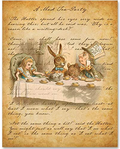 Mad Hatter - A Mad Tea-Party - 11x14 Unframed Alice in Wonderland Print - Makes a Great Gift Under 15 for Disney Fans or Girl s Room
