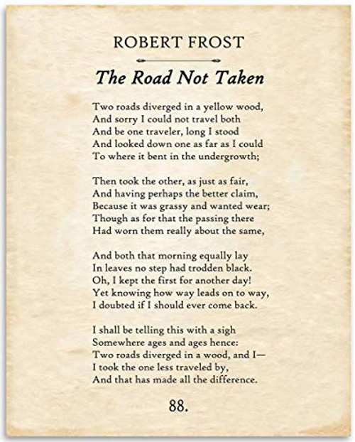 Robert Frost - The Road Not Taken - 11x14 Unframed Typography Book Page Print - Great Gift for Poetry Fans and Inspirational Decor for Home and Office Under 15