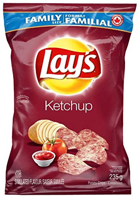 Canadian Lays Ketchup Chips  Imported From Canada  - 1 Family Size Bag