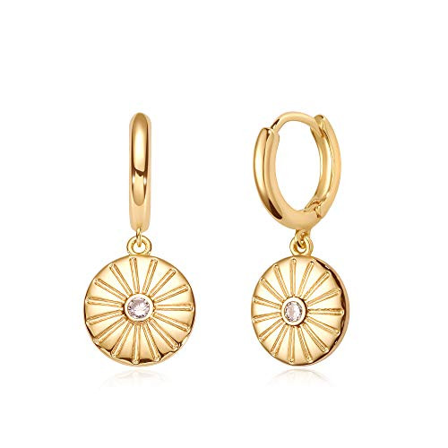 VACRONA Disk Evil Eye Huggie Hoop Earrings 18k Gold Plated Small Evil Eye Earrings White CZ Evil Eye Dainty Huggie Earrings for Women Ear Cuff Gift for Her