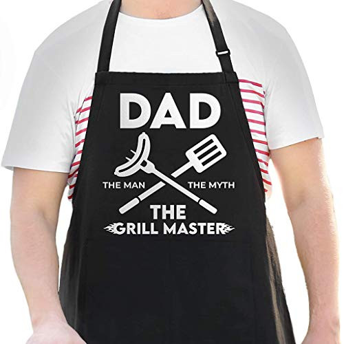 Funny BBQ Black Chef Aprons for Men  Mr Adjustable Kitchen Cooking Aprons for Fathers Day Birthday