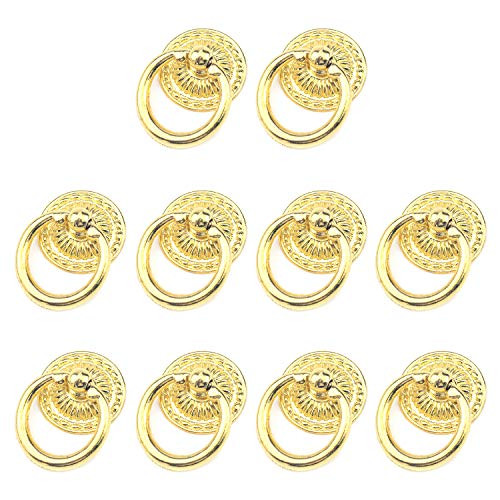 Mironey Vintage Gold Knobs Pulls Handles Zinc Alloy Decorative Hardware Furniture Drawer Pull Ring Dresser Cabinet Ring Pulls with Screws Pack of 10