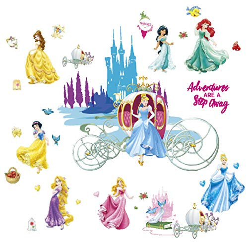 Princess Wall Decals Removable Wall Sticker Peel and Stick Wall Mural for Girls Kids Bedroom Baby Nursery Decoration