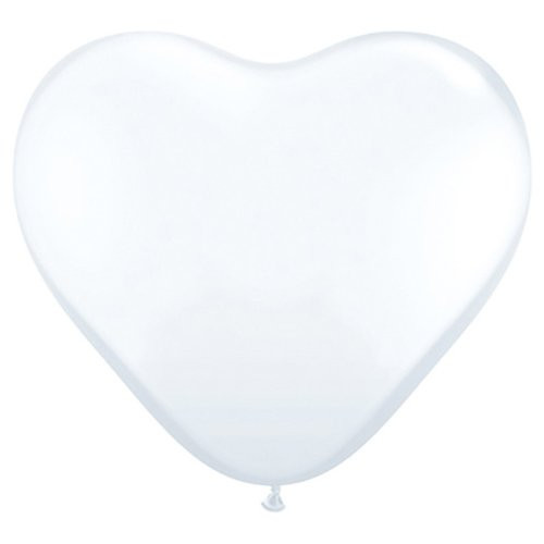 Pioneer Balloon Company Heart Latex Balloon, 11", White, Pack of 100