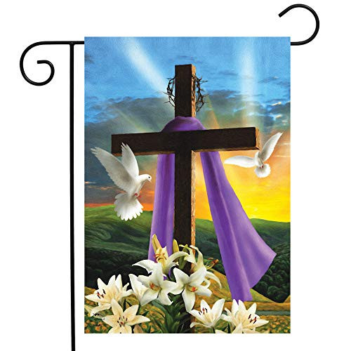 Briarwood Lane Easter Sunrise Religious Garden Flag Cross Doves Lilies 12.5 inch x 18 inch