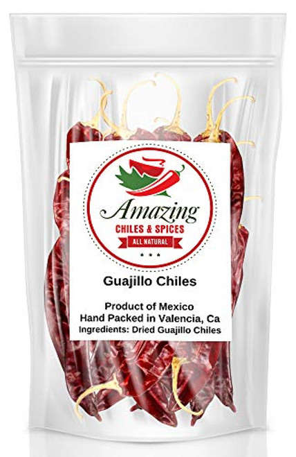Guajillo Chiles Peppers Dried Whole 10 oz Natural and Premium. Great For Mexican Recipes Like Mole Tamales Salsa Meats. Mild to Medium Heat Complex Fruity Flavor. Resealable Bag. Guajillo Chiles Peppers Dried Whole 10 oz Natural and Premium. Great For Mexican Recipes Like Mole Tamales Salsa Meats. Mild to Medium Heat Complex Fruity Flavor. Resealable Bag.