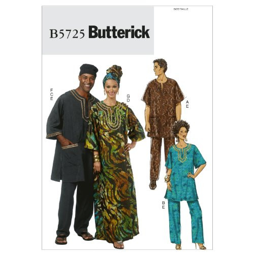 Butterick Patterns B5725 Misses'/Men's Tunic, Caftan, Pants, Hat and Head Wrap, Size XM (SML-MED-LRG) Butterick Patterns B5725 Misses'/Men's Tunic, Caftan, Pants, Hat and Head Wrap, Size XM (SML-MED-LRG)