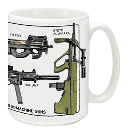 Cuppa Second Amendment Rights 15-Ounce Coffee Mug with Modern SMG s