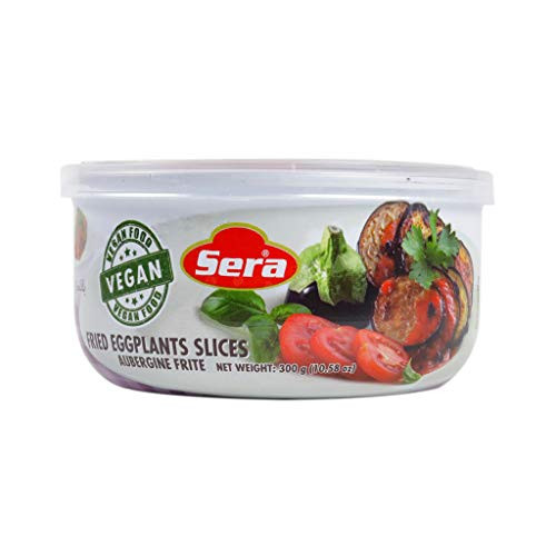 Sera Fried Eggplant Slices in Tomato Sauce  VEGAN  100 percent All Natural  No Additives  No Preservatives  Ready to Eat Snack! 10.58oz