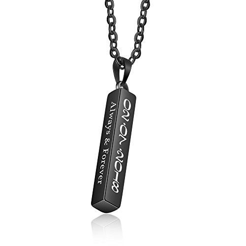 Love Jewelry Personalized Couple Stainless Steel Necklace Engraved Initial Name Vertical Bar Necklace Birthday Gifts for Boyfriend  black