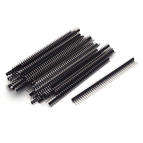 Antrader 40 Pin 2.54mm Right Angle Male Pin Header Connector Strip Pack of 50 Antrader 40 Pin 2.54mm Right Angle Male Pin Header Connector Strip Pack of 50