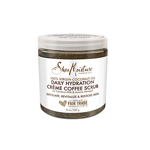 SheaMoisture 100 percent virgin coconut oil daily hydration creamy coffee scrub exfoliate  8 Fluid Ounce