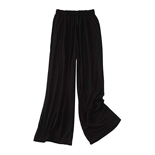 Girls Pajama Pants Comfy Wide Leg Lounge Pants Yoga Loose Pants Casual Palazzo Joggers Pants Drawstring Soft Pj Bottoms Black