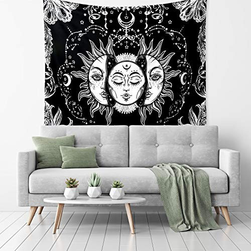 RLoncomix Sun and Moon Tapestry Burning Sun with Star Tapestry Psychedelic Tapestry Black and White Mystic Tapestry Wall Hanging for Living Room Bedroom RLoncomix Sun and Moon Tapestry Burning Sun with Star Tapestry Psychedelic Tapestry Black and White Mystic Tapestry Wall Hanging for Living Room Bedroom