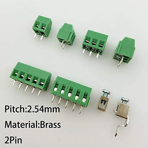 50PCS PCB Screw Terminal Blocks Conenctor 2.54mm Pitch 2P Straight Angle Terminal Block