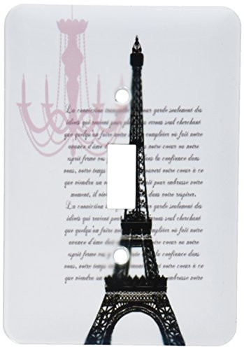 3dRose lsp_110441_1 Chic Chandelier And Eiffel Tower With Script Single Toggle Switch Multicolored