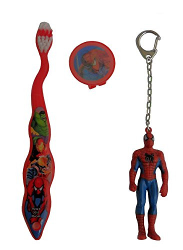 Spiderman Toothbrush - Travel Toothbrush with Mini Chain Figurine and Cap