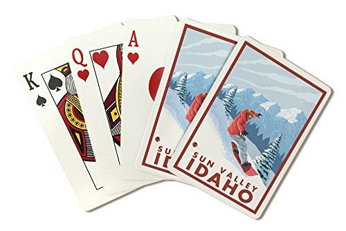 Snowboarder Scene - Sun Valley  Idaho  Playing Card Deck - 52 Card Poker Size with Jokers