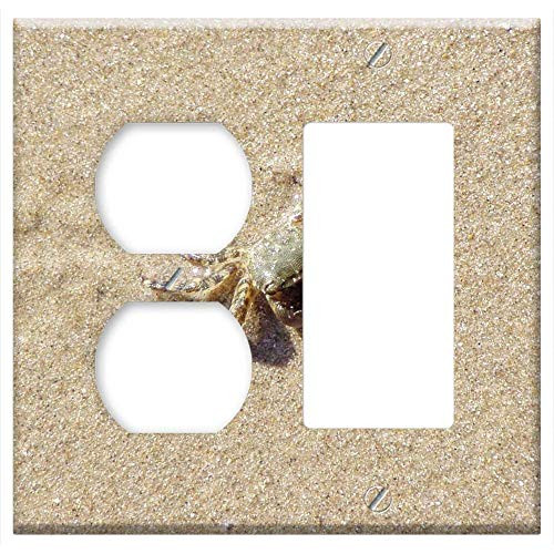 2-Gang  Outlet Rocker GFCI Combination Wall Plate Cover - Crab Sand Beach Summer Shadow Sun