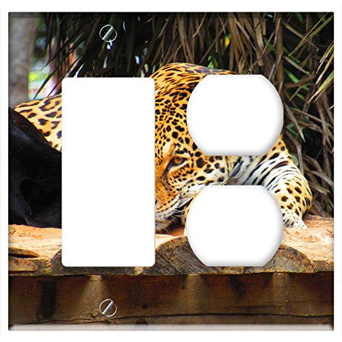 2-Gang Rocker GFCI Outlet Combination Wall Plate Cover - Ounce Feline Zoo Rest Animal 2-Gang Rocker GFCI Outlet Combination Wall Plate Cover - Ounce Feline Zoo Rest Animal