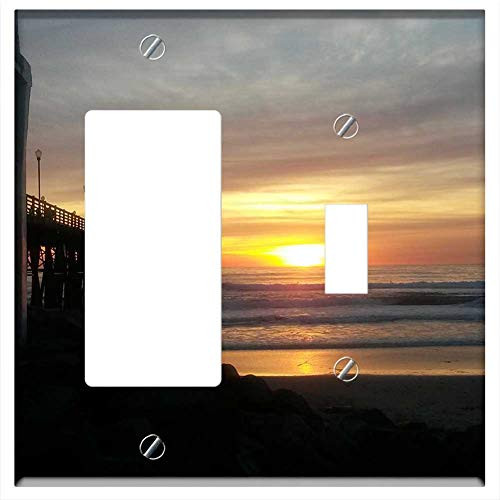 Rocker GFCI Toggle Combination Wall Plate Cover - Sunset Sundown Dusk Sun Summer Beach Ocean Sea