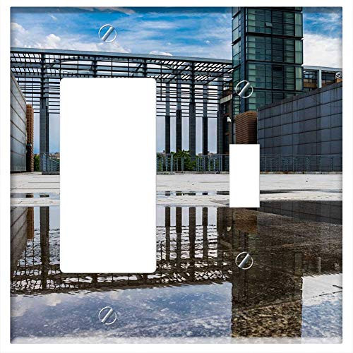 Rocker GFCI Toggle Combination Wall Plate Cover - Reflection Building Sky Sunset Dark Colors Water Rocker GFCI Toggle Combination Wall Plate Cover - Reflection Building Sky Sunset Dark Colors Water
