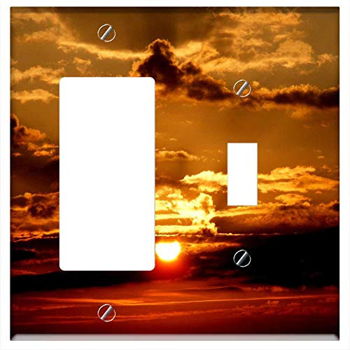 Rocker GFCI Toggle Combination Wall Plate Cover - Sunset Sky Sun Cloud Twilight Red 1 Rocker GFCI Toggle Combination Wall Plate Cover - Sunset Sky Sun Cloud Twilight Red 1