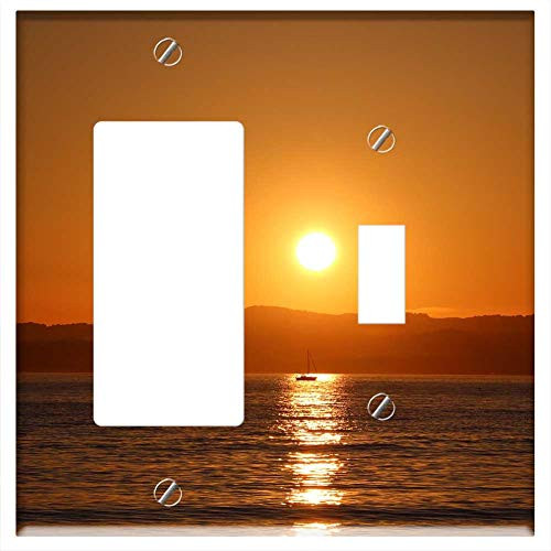Rocker GFCI Toggle Combination Wall Plate Cover - Sunset Sea Landscape Sun Evening Marine Sunset Rocker GFCI Toggle Combination Wall Plate Cover - Sunset Sea Landscape Sun Evening Marine Sunset